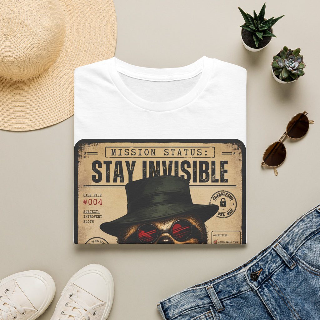 Stay Invisible  Sloth  T- Shirt  | Funny Introvert Graphic Tee