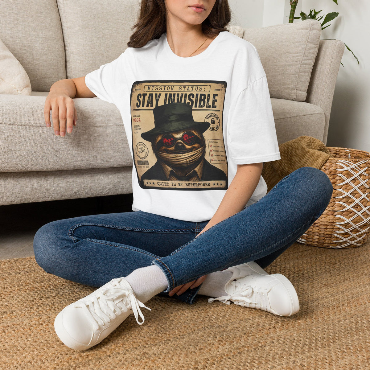 Stay Invisible  Sloth  T- Shirt  | Funny Introvert Graphic Tee