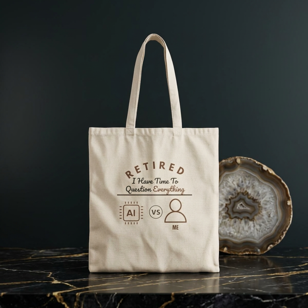 I Have Time to Question Everything Tote Bag | Funny Retirement AI Humor Gift