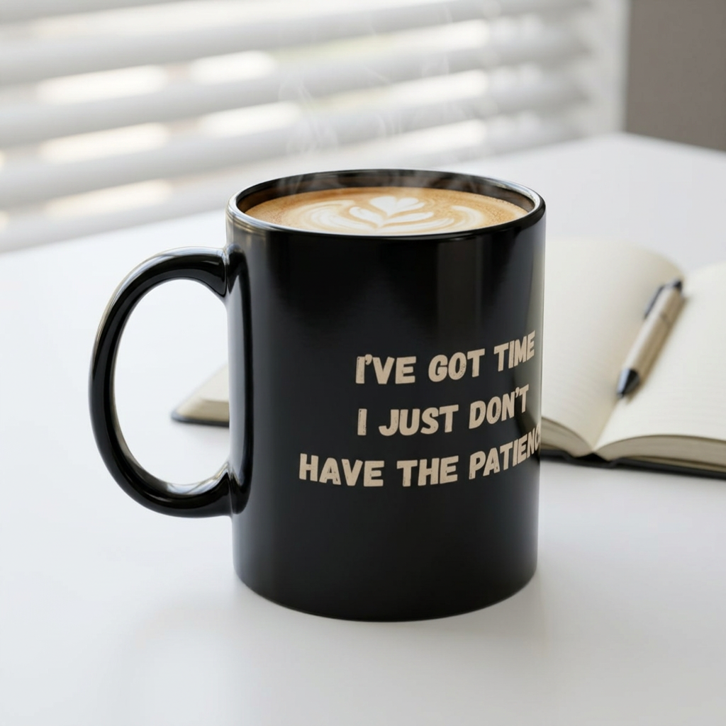 I’ve Got the Time, Just Don’t Have the Patience | Black Ceramic Mug