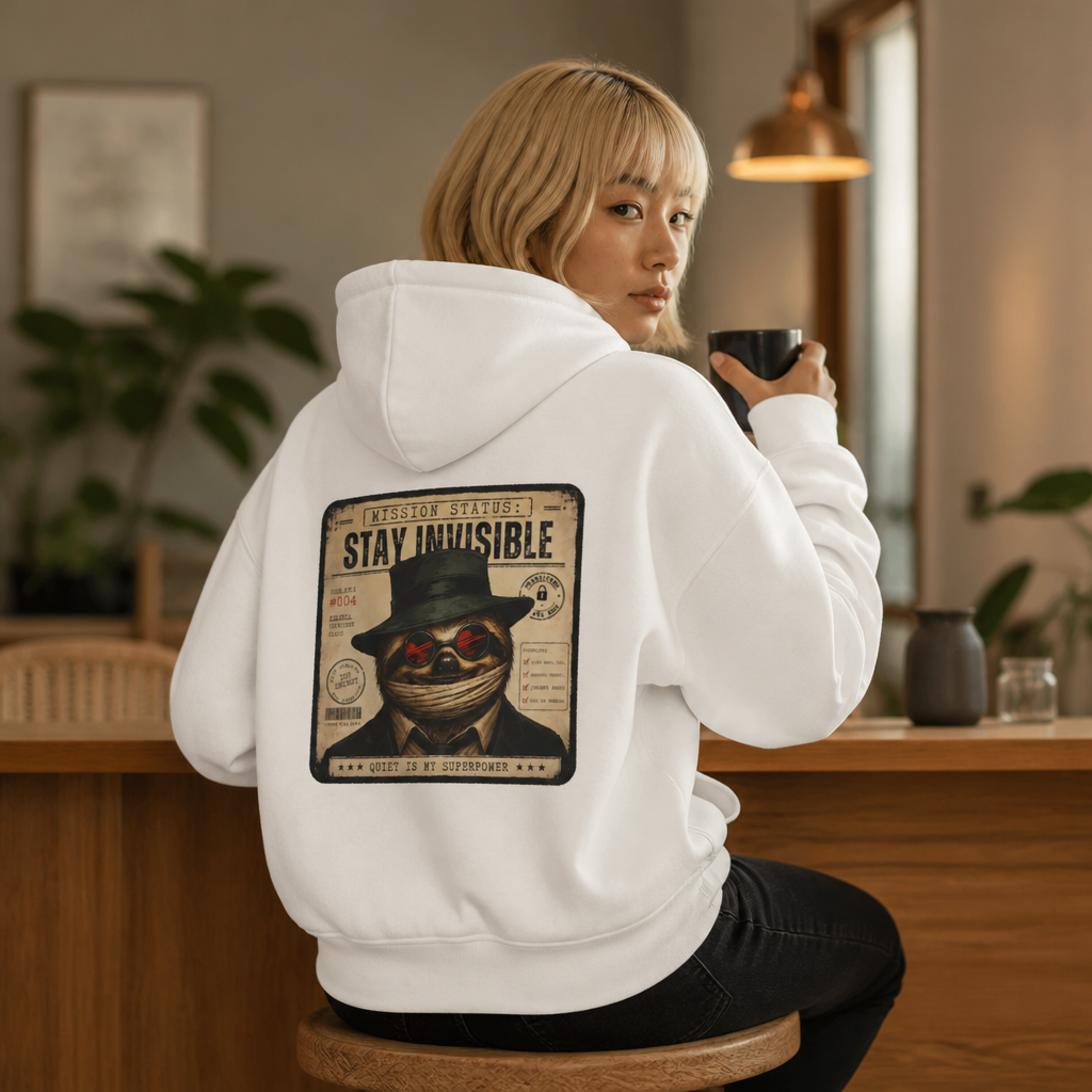 Stay Invisible Sloth Hoodie  | Funny Introvert Graphic Sweatshirt
