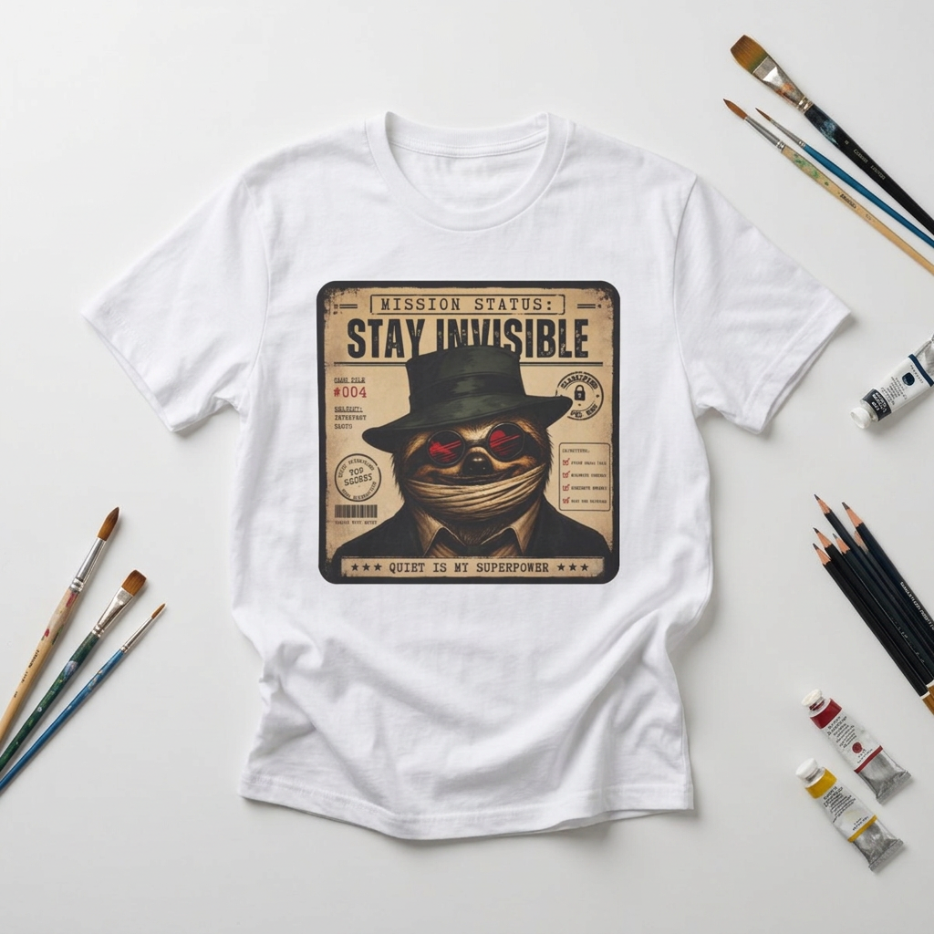 Stay Invisible  Sloth  T- Shirt  | Funny Introvert Graphic Tee