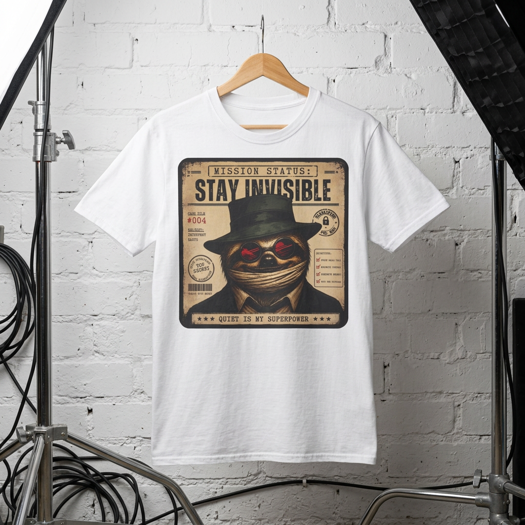 Stay Invisible  Sloth  T- Shirt  | Funny Introvert Graphic Tee