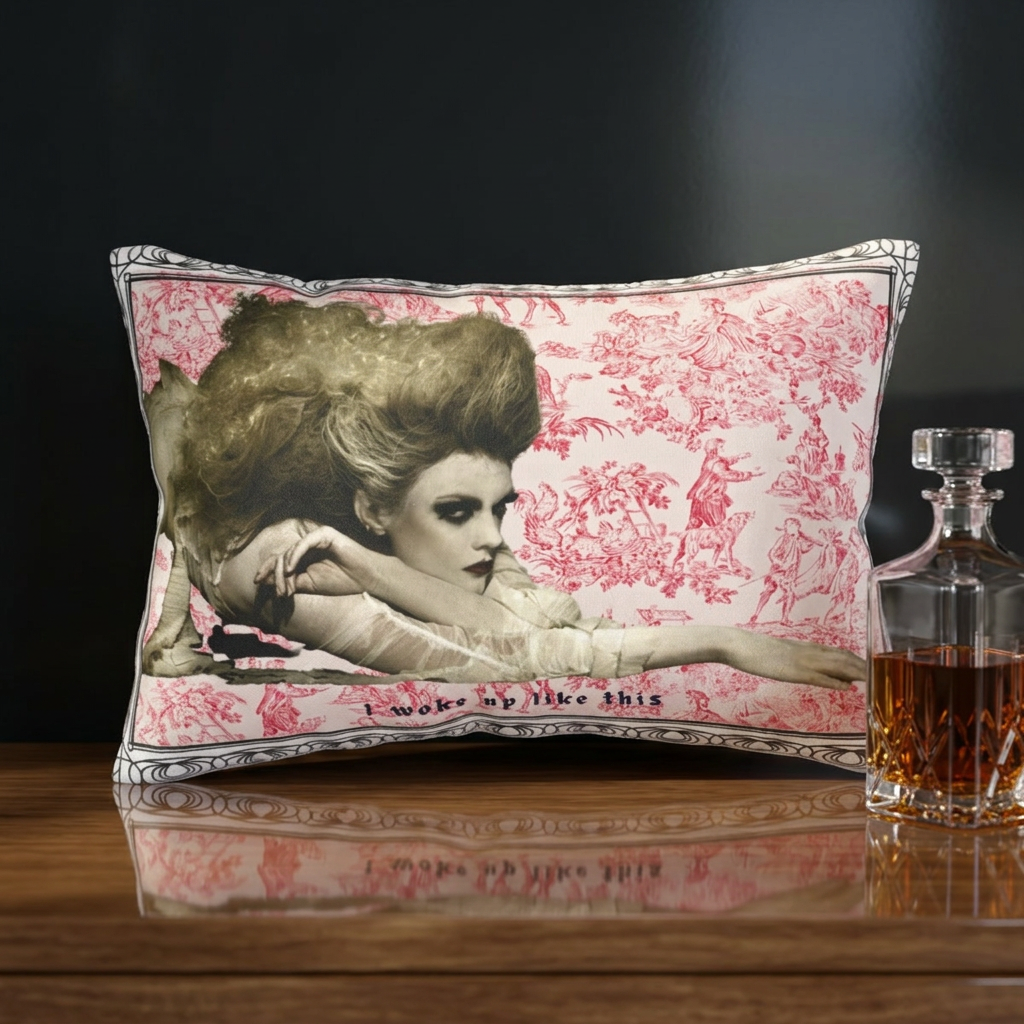 I Woke up Like This Pillow |Vintage Gothic Woman Throw Pillow