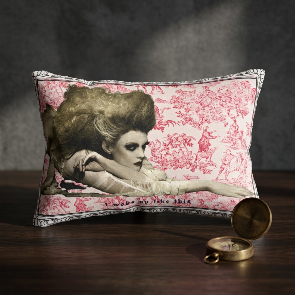 I Woke up Like This Pillow |Vintage Gothic Woman Throw Pillow