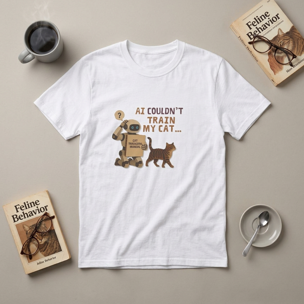 AI Couldn’t Train My Cat T-Shirt | Funny Cat Lover Sarcastic Tee