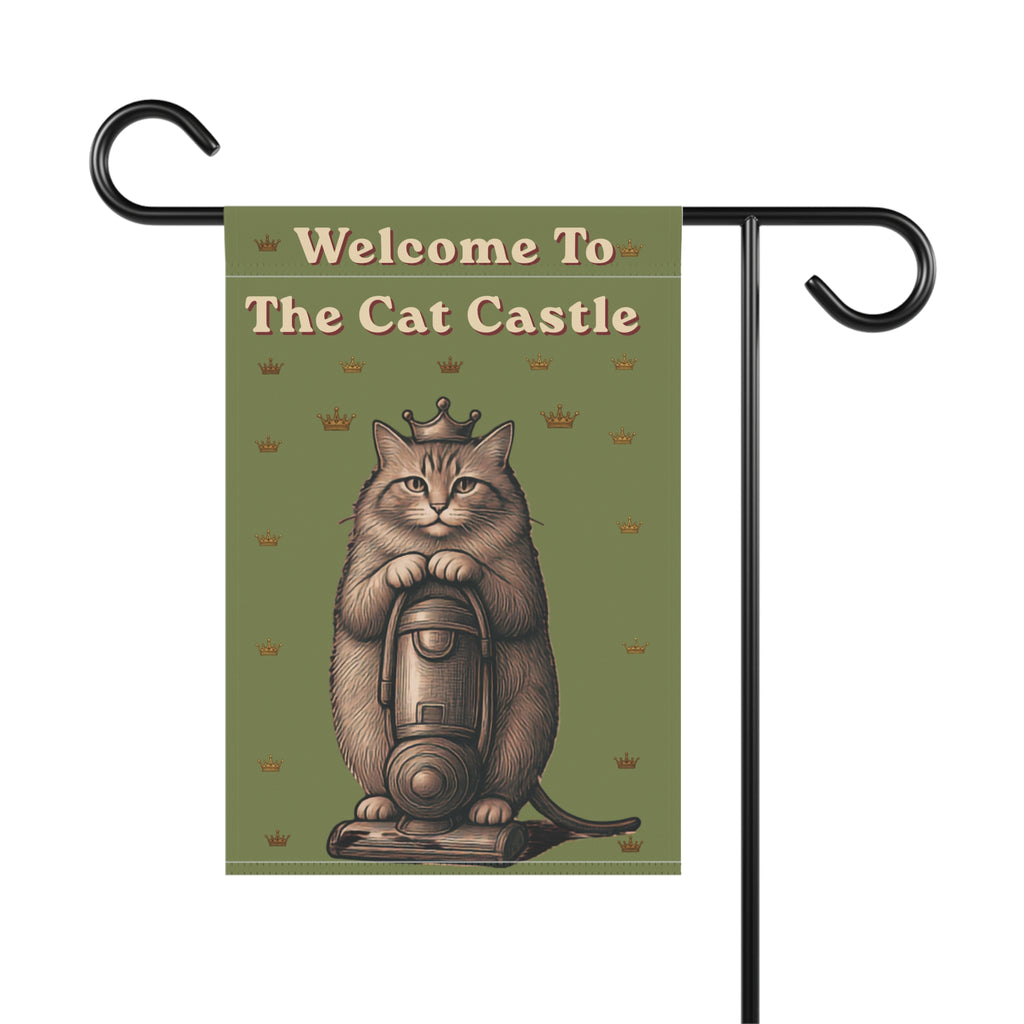 Welcome to the Cat Castle Garden Flag | Funny Cat Lover Yard Decor
