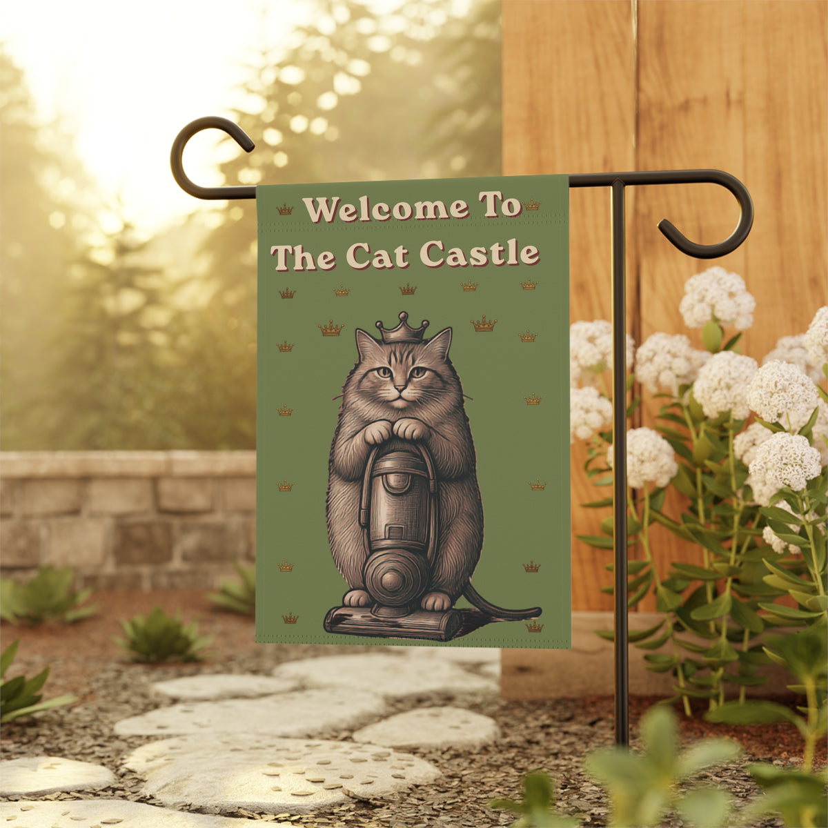Welcome to the Cat Castle Garden Flag | Funny Cat Lover Yard Decor