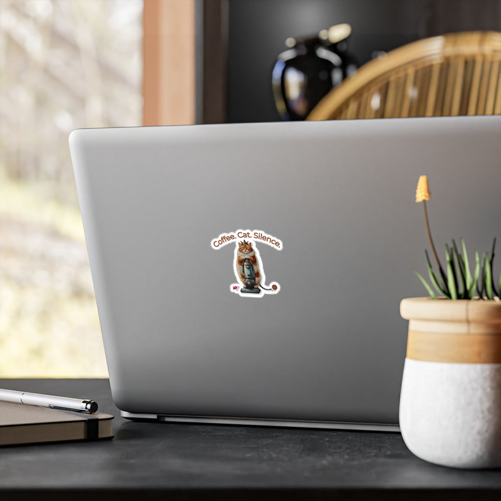 Coffee Cat Silence Sticker | Funny Introvert Cat Lover Decal